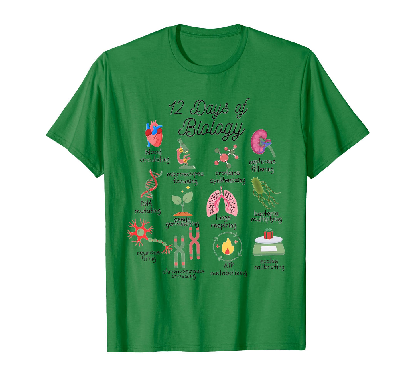 12 Days Of Biology Science Christmas Science Teacher Student T-Shirt