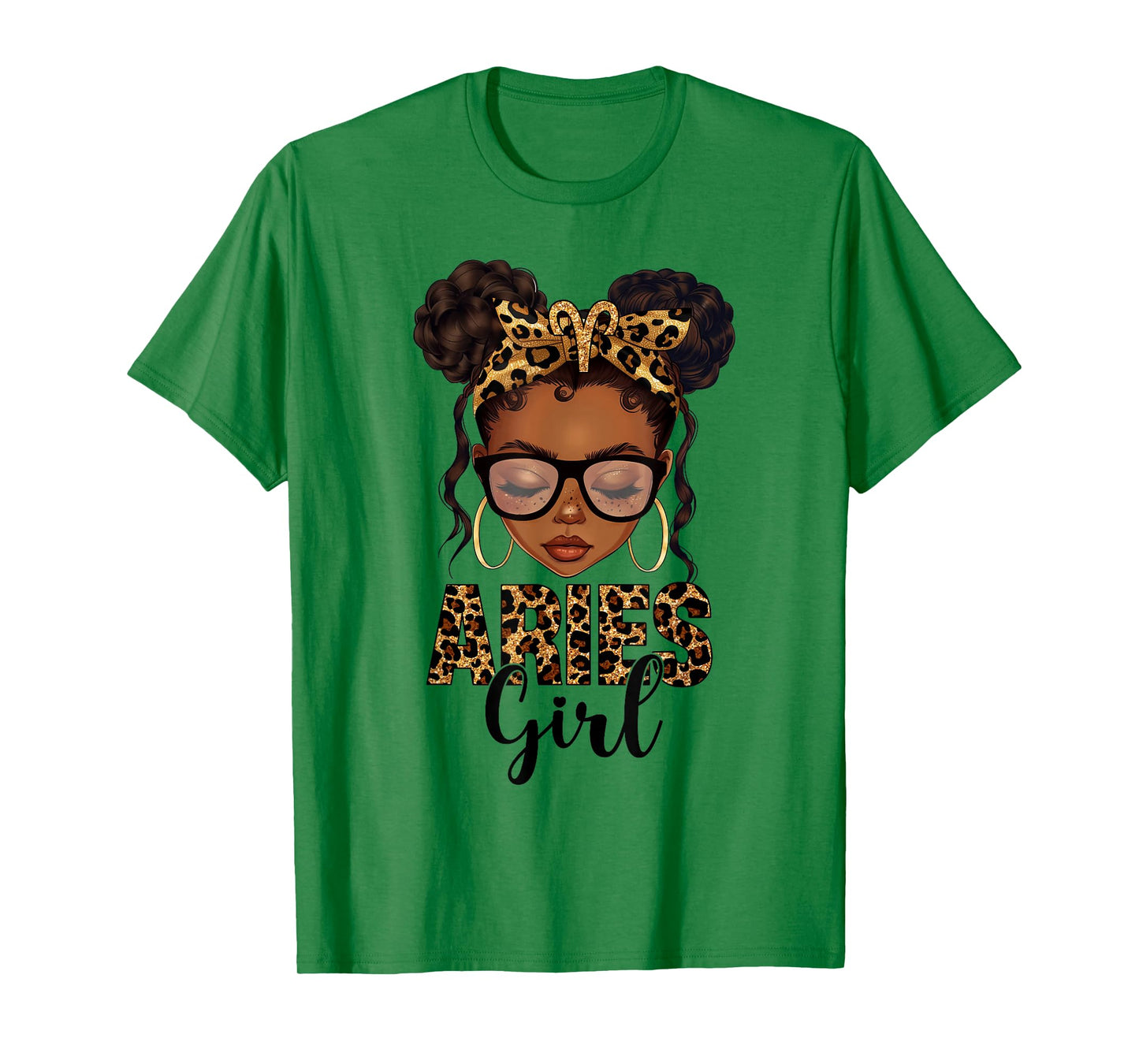 Aries Girl Messy Bun Zodiac Sign Birthday Black Girl T-Shirt