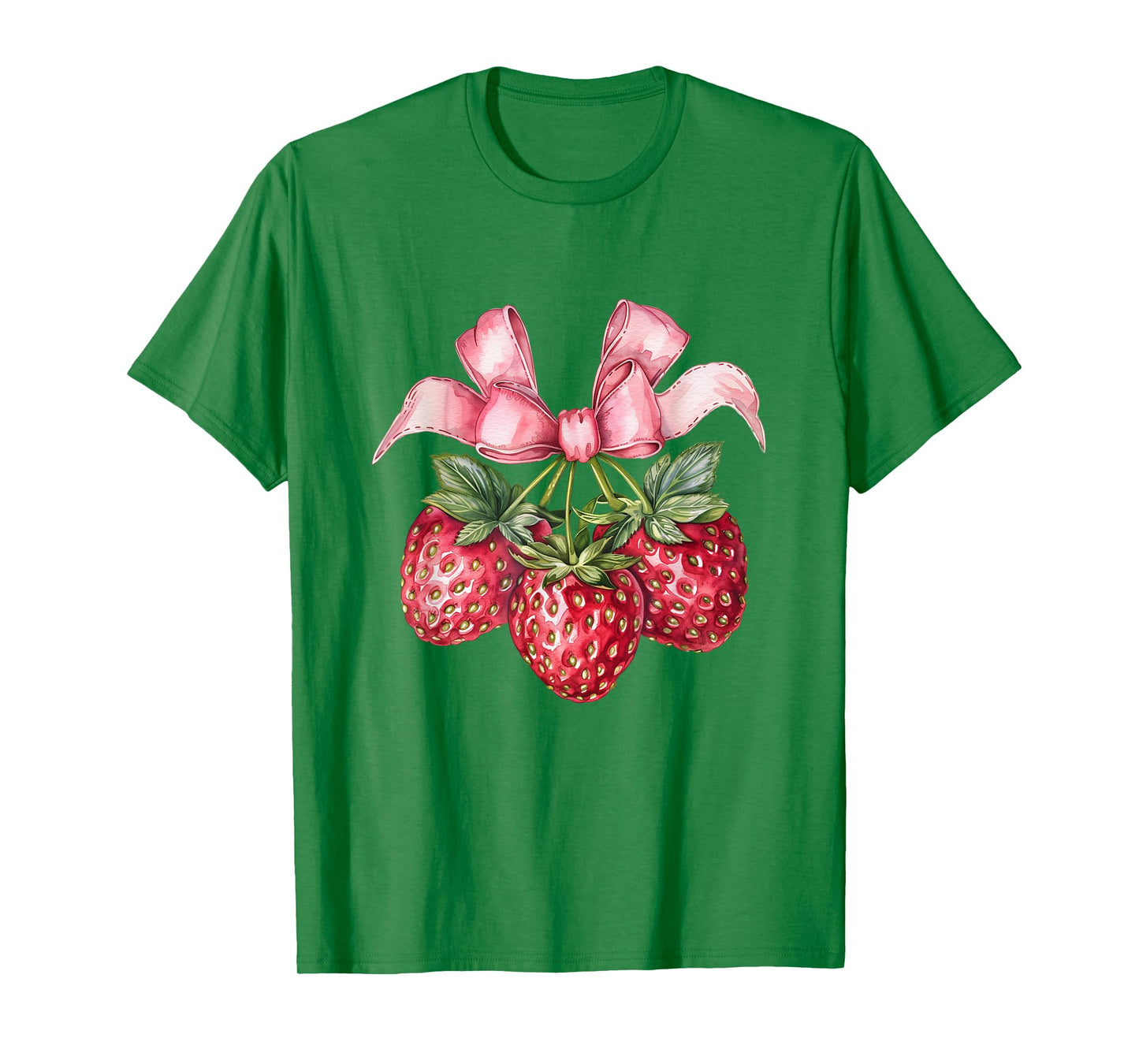 Coquette Bow with Strawberries Kawaii Sweetness Tee T-Shirt