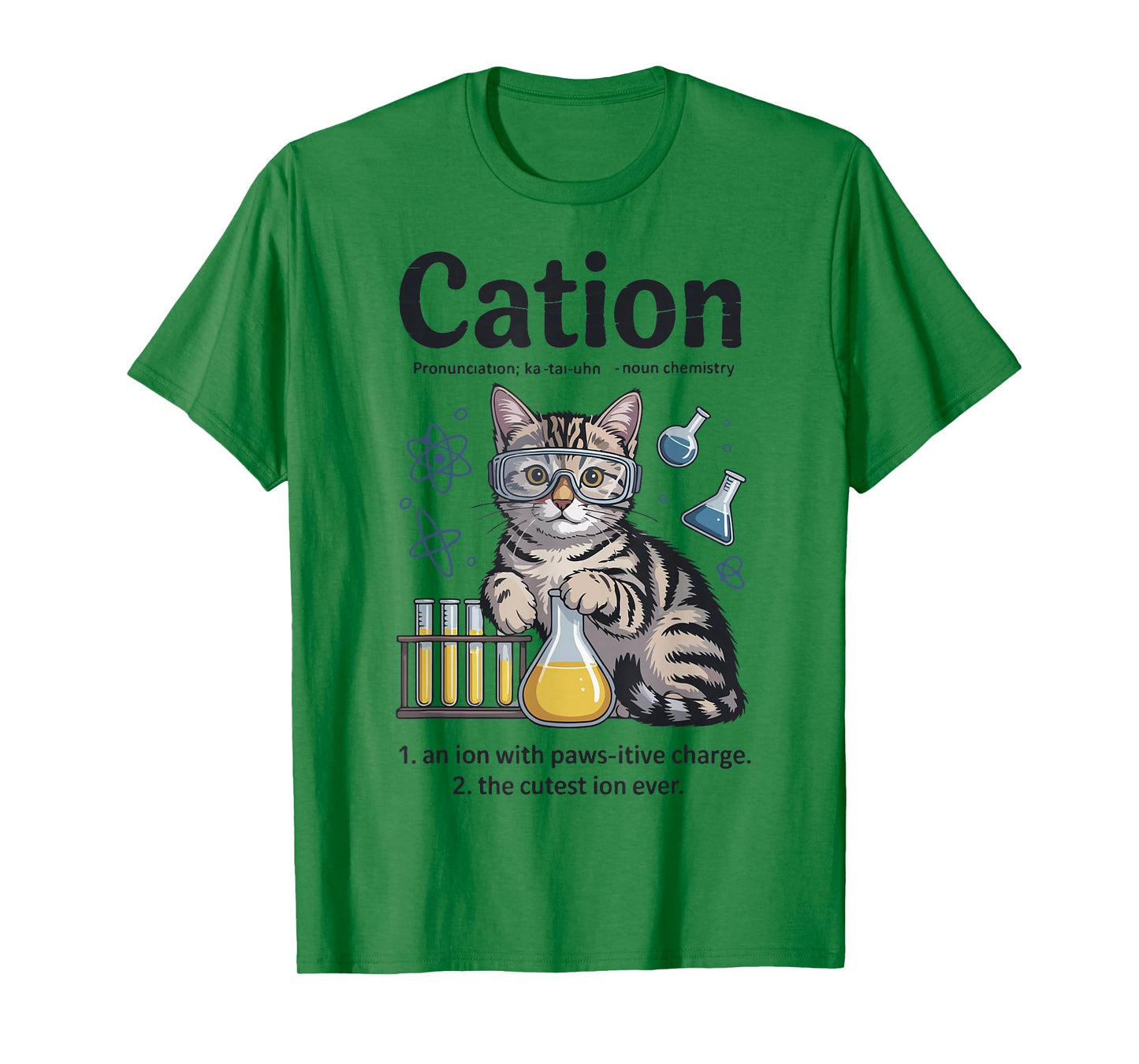 Cation Shirt Cat Science Chemistry Teacher Funny Chemist Pun T-Shirt