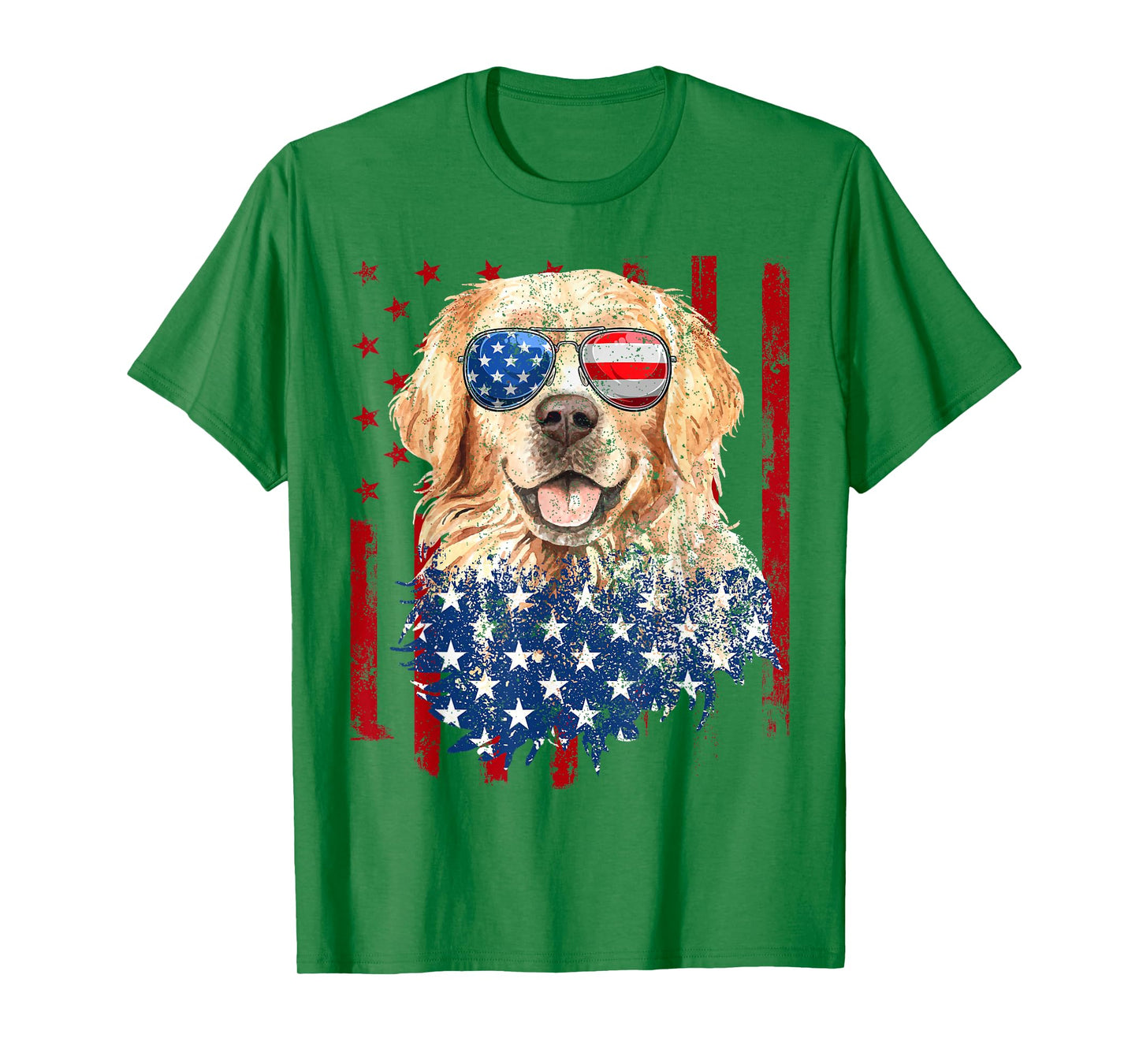 American Flag Golden Retriever USA Retro 4th of July T-Shirt