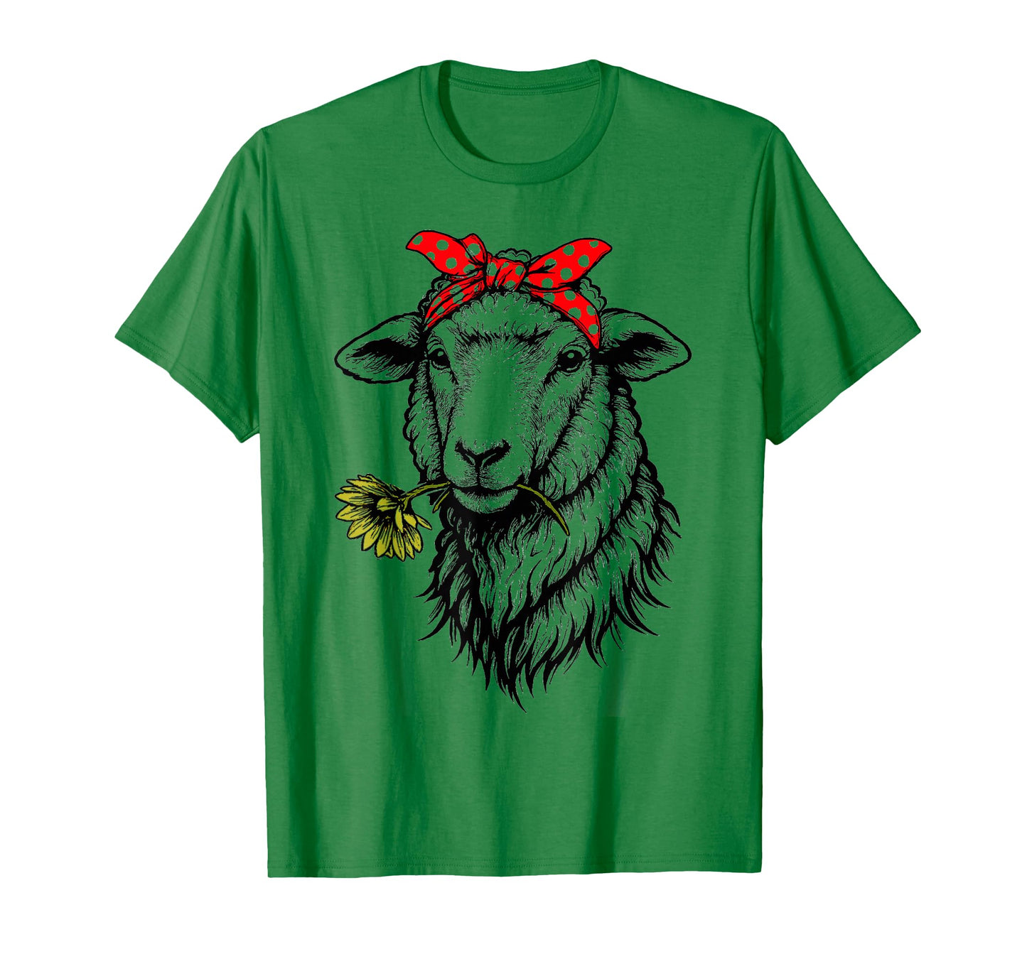 Funny Sheep with Bandana and Flower Farm Animal Lover T-Shirt