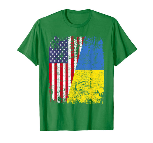 UKRAINIAN ROOTS | Half American Flag | UKRAINE T-Shirt