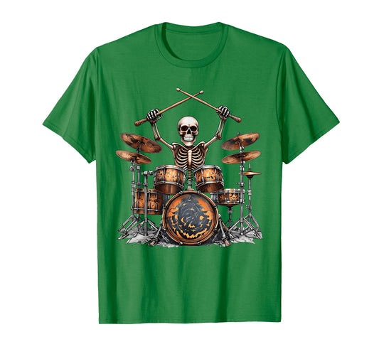 Drummer Skeleton Drums Rock N Roll Halloween Men Women Kids T-Shirt