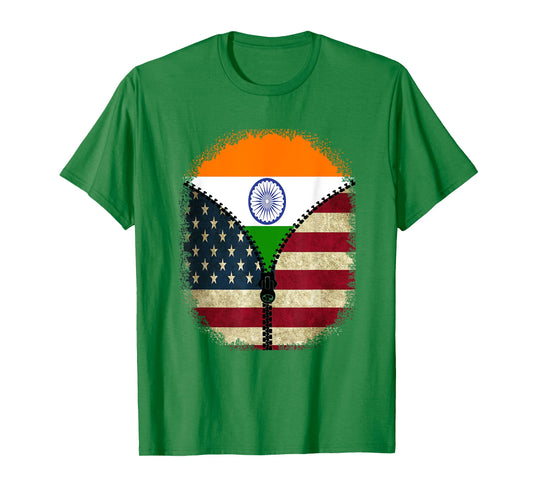 India American USA Flag - USA Indian Zipper T-Shirt