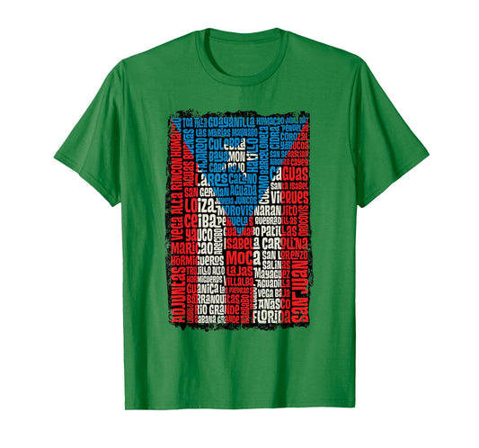 Puerto Rican Flag Puerto Rico Towns and Cities Retro Vintage T-Shirt