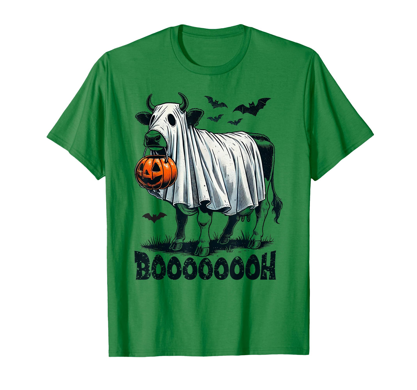 Cow Ghost Halloween Cattle Trick Or Treat Jack O Lantern Boh T-Shirt