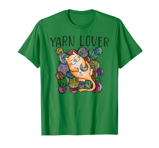 Adorable Knitting and Crochet Happy Cat Yarn Lovers T-Shirt