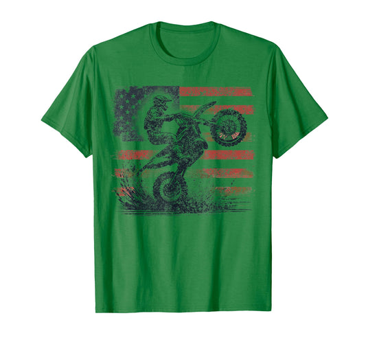 Dirt Bike American Flag Motocross T-Shirt