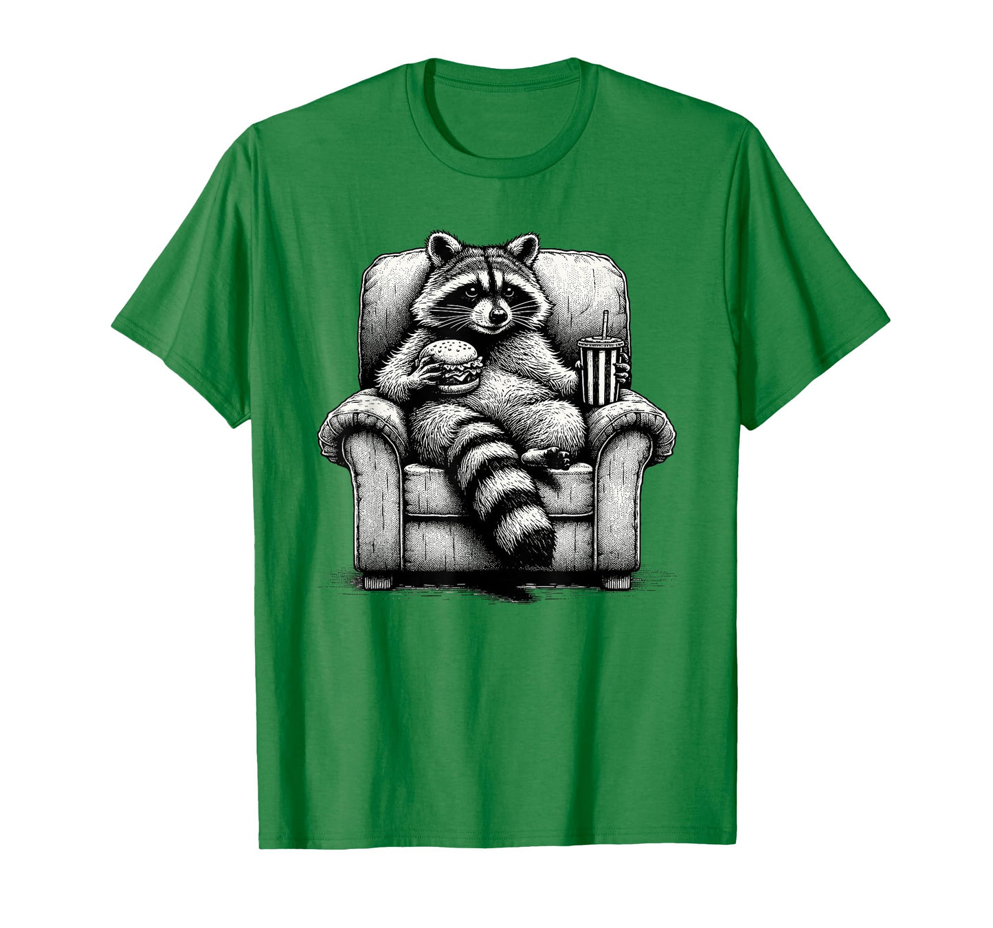 Raccoon In Armchair Eating Burger Raccoon T-Shirt