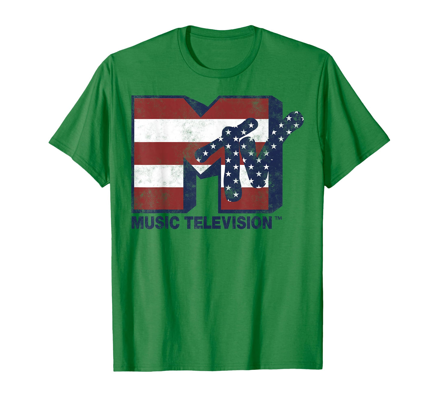 MTV Red White Blue American Flag Stars Stripes Logo T-Shirt