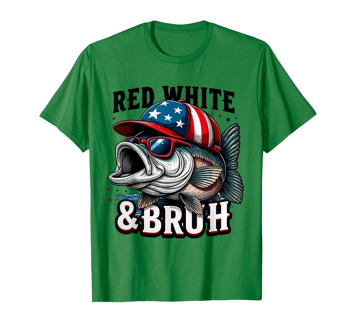 Red White Bruh Funny Fishing 4th of July T-Shirt