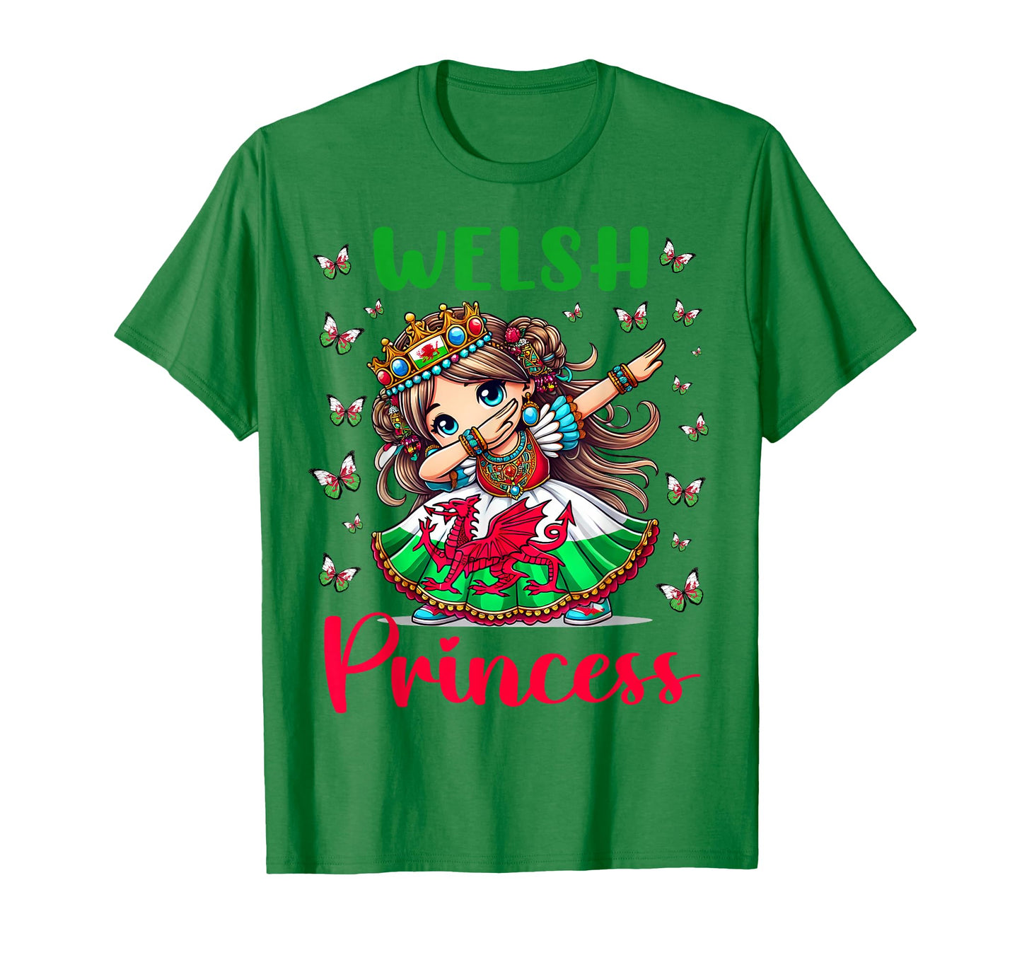 Welsh Princess Dab Girl Dragon Flag Pride for Kids T-Shirt