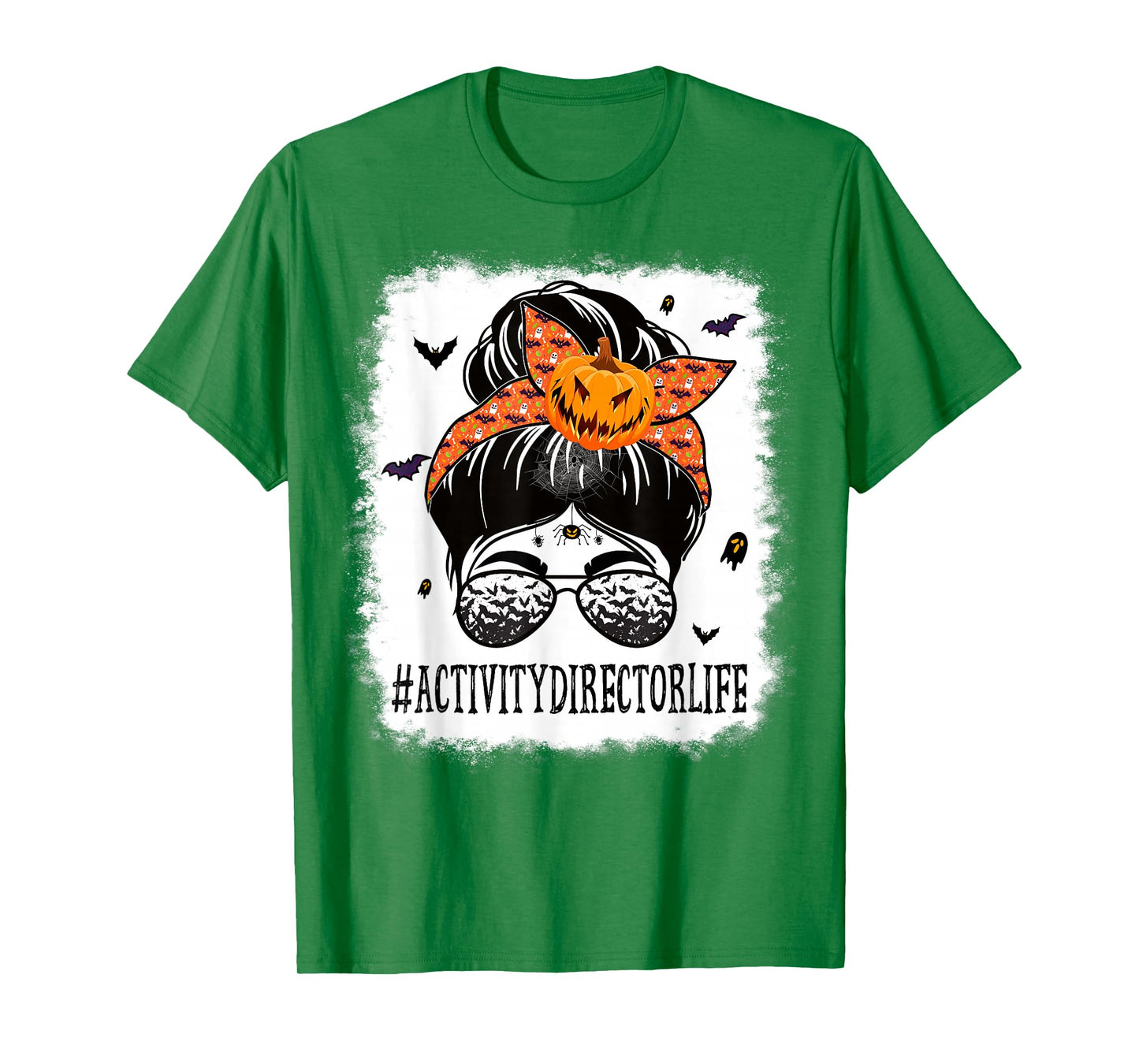 Activity Director Messy Bun Spooky Pumpkin Halloween Costume T-Shirt