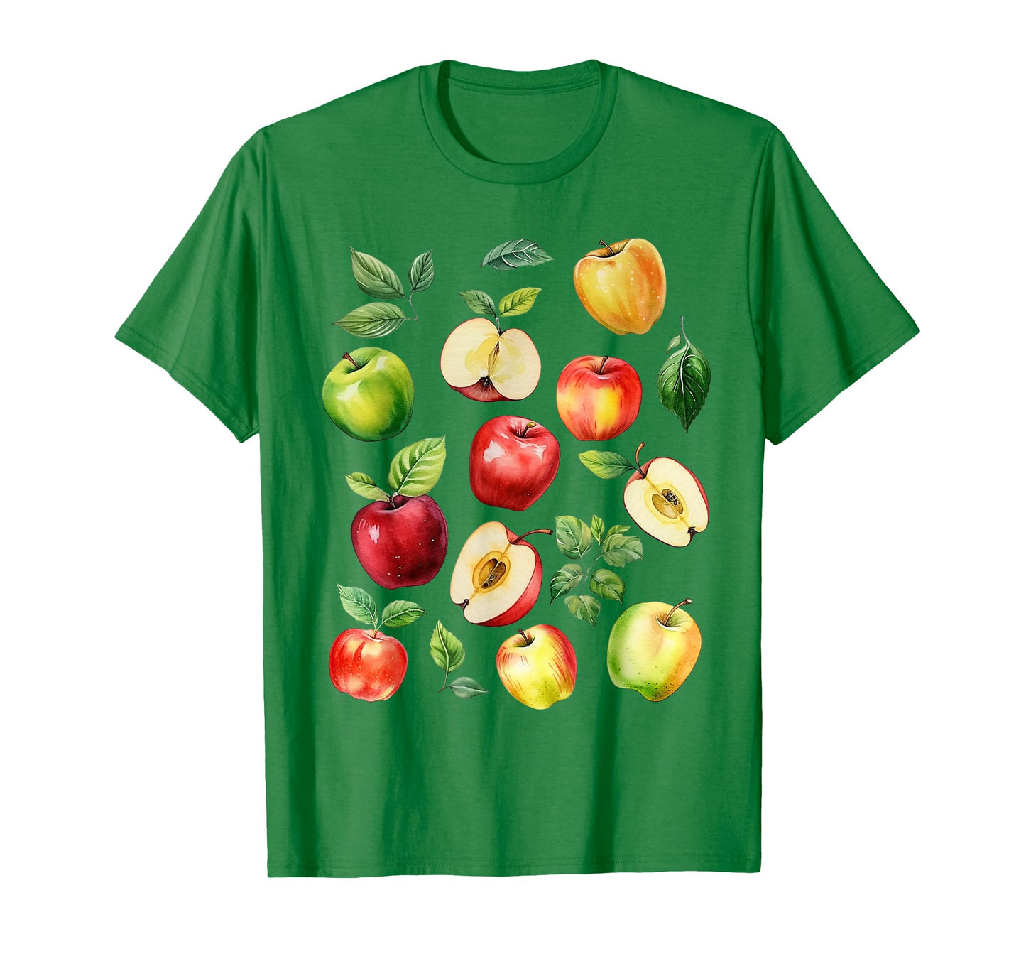 Apple Picking Farmer Apple Varieties Watercolor Farm Fresh T-Shirt