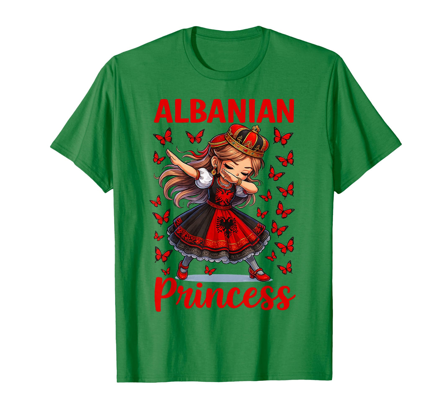 Albanian Princess Dabbing Girl Flag Dress Souvenir for Kids T-Shirt