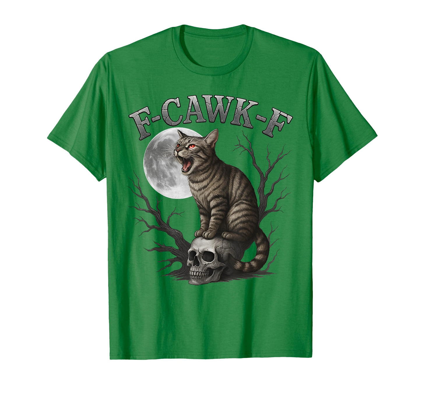 Funny F-Caw-F Cat Moon Gothic Adult FCAWF Cat Humor T-Shirt