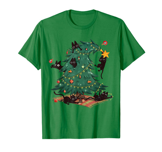 Christmas Tree and Cat Cute Christmas Cat Lover T-Shirt