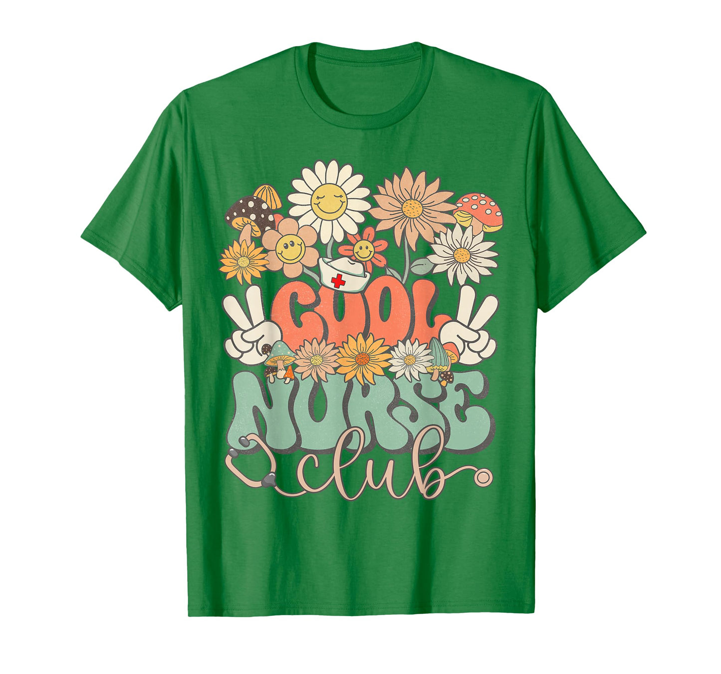 Cool Nurse Club Floral Hippie Groovy Retro Daisy Funny Nurse T-Shirt