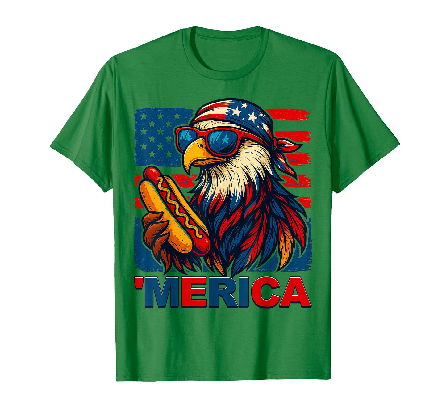 Funny Merica Eagle Hotdog USA Flag 4th of July Patriotic Men T-Shirt