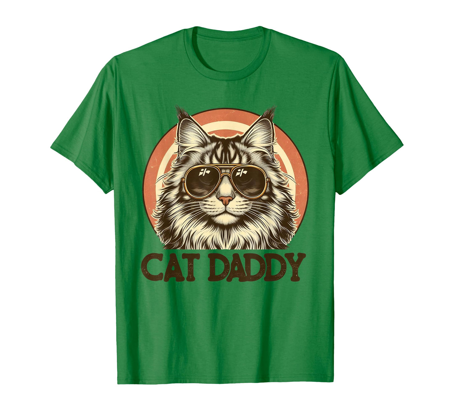 Cat Daddy Cool Maine Coon Cat Father's Day Retro Cat Dad T-Shirt