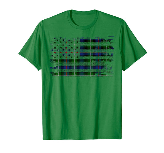Clan Mackenzie American Flag Scottish Tartan Shirt T-Shirt