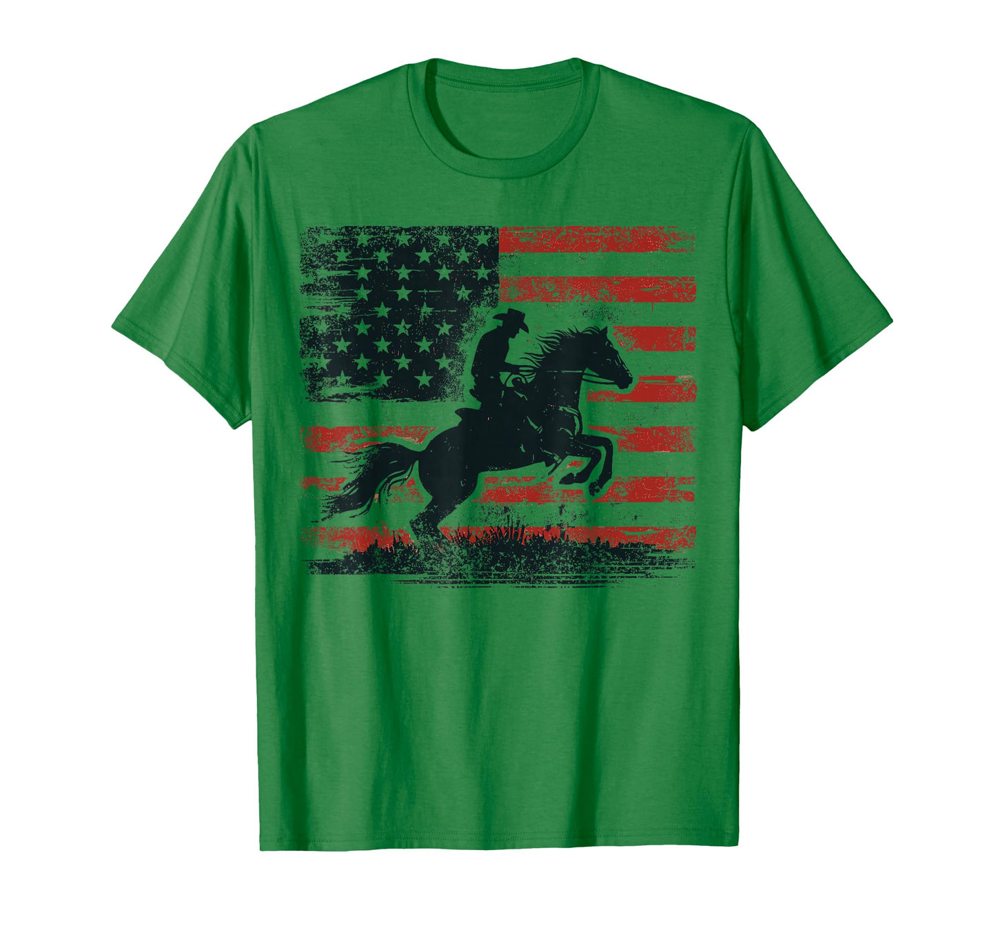 Rodeo Cowboy Horse USA Flag Western Country 4th of July T-Shirt