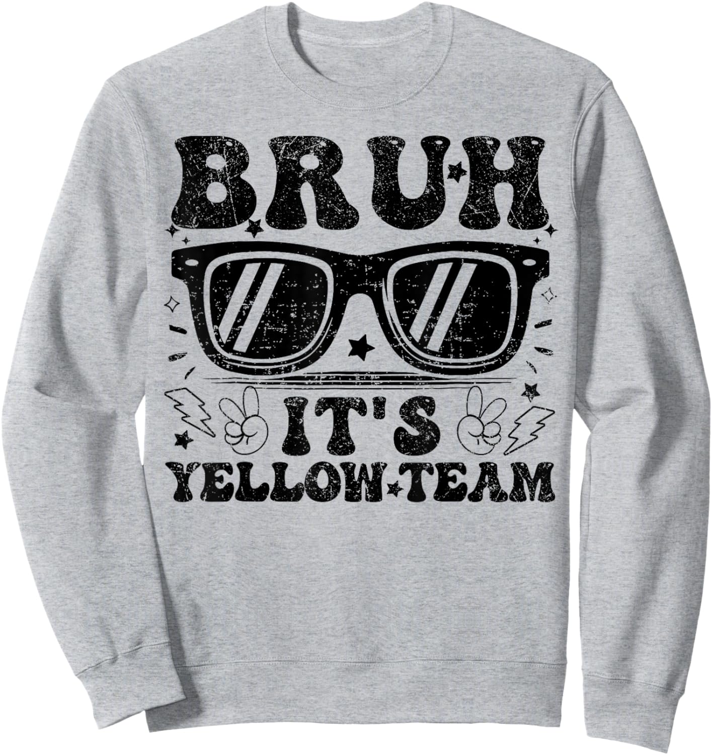 Field Day Bruh It's Yellow Team Teacher Boys Girl Peace Hand T-Shirt - Sweatshirt | Ash