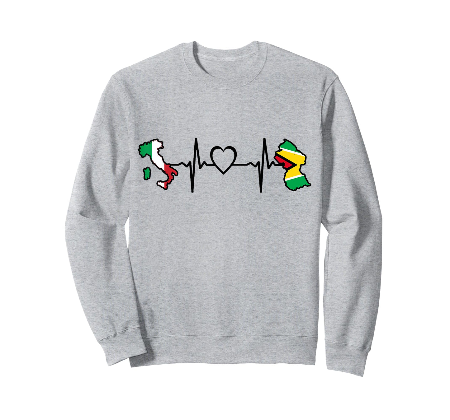 Guyana Italy Flag Guyanese Italian Heartbeat T-Shirt