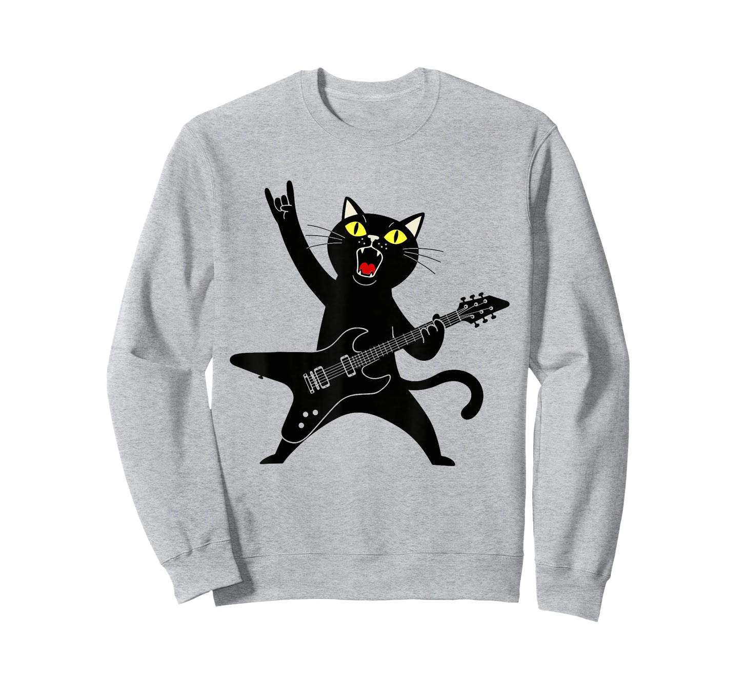 Rock and Roll Black Cat Playing Guitar T-Shirt