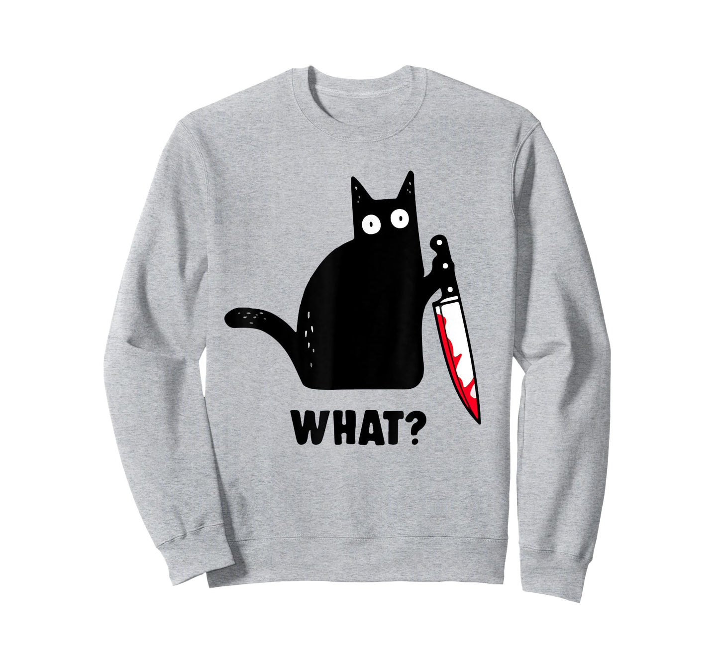 Cat What? Funny Black Cat Shirt, Murderous Cat with Knife T-Shirt