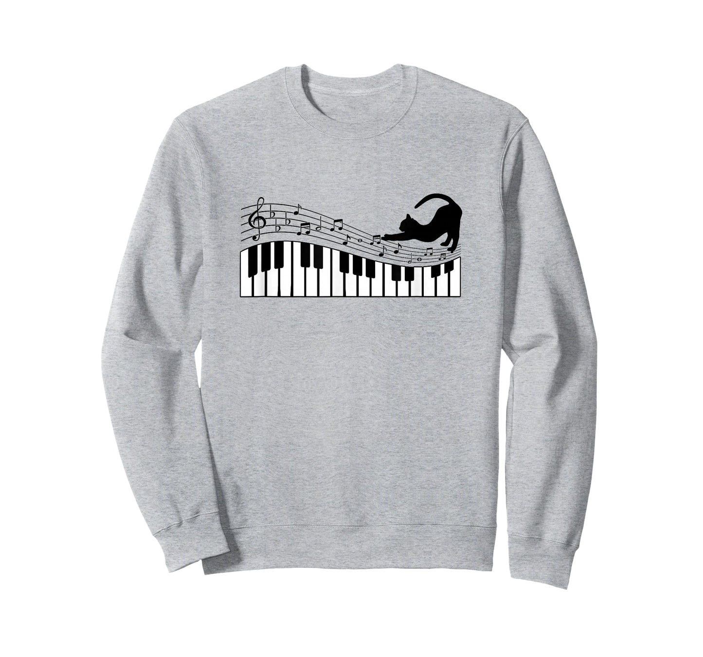 Cute Cat Kitty Playing Piano Music Clef Pianist Musician Art T-Shirt