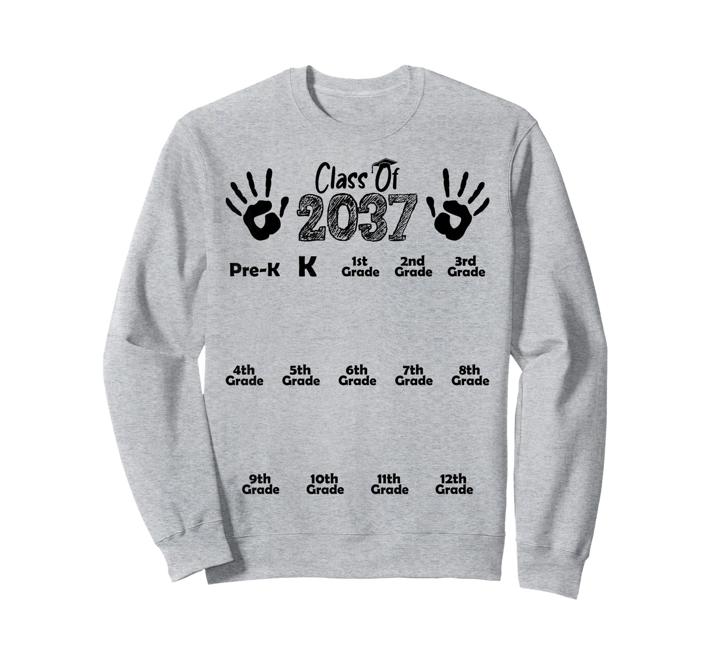 Class of 2037 Grow With Me Shirt Handprint Pre-K 12th Grade T-Shirt
