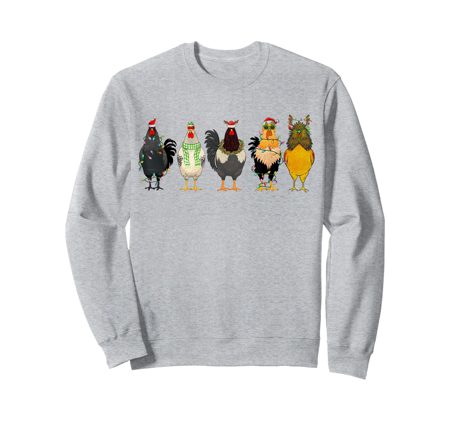 Christmas Chickens Funny Chicks XMAS Lights Cat Santa Hat T-Shirt
