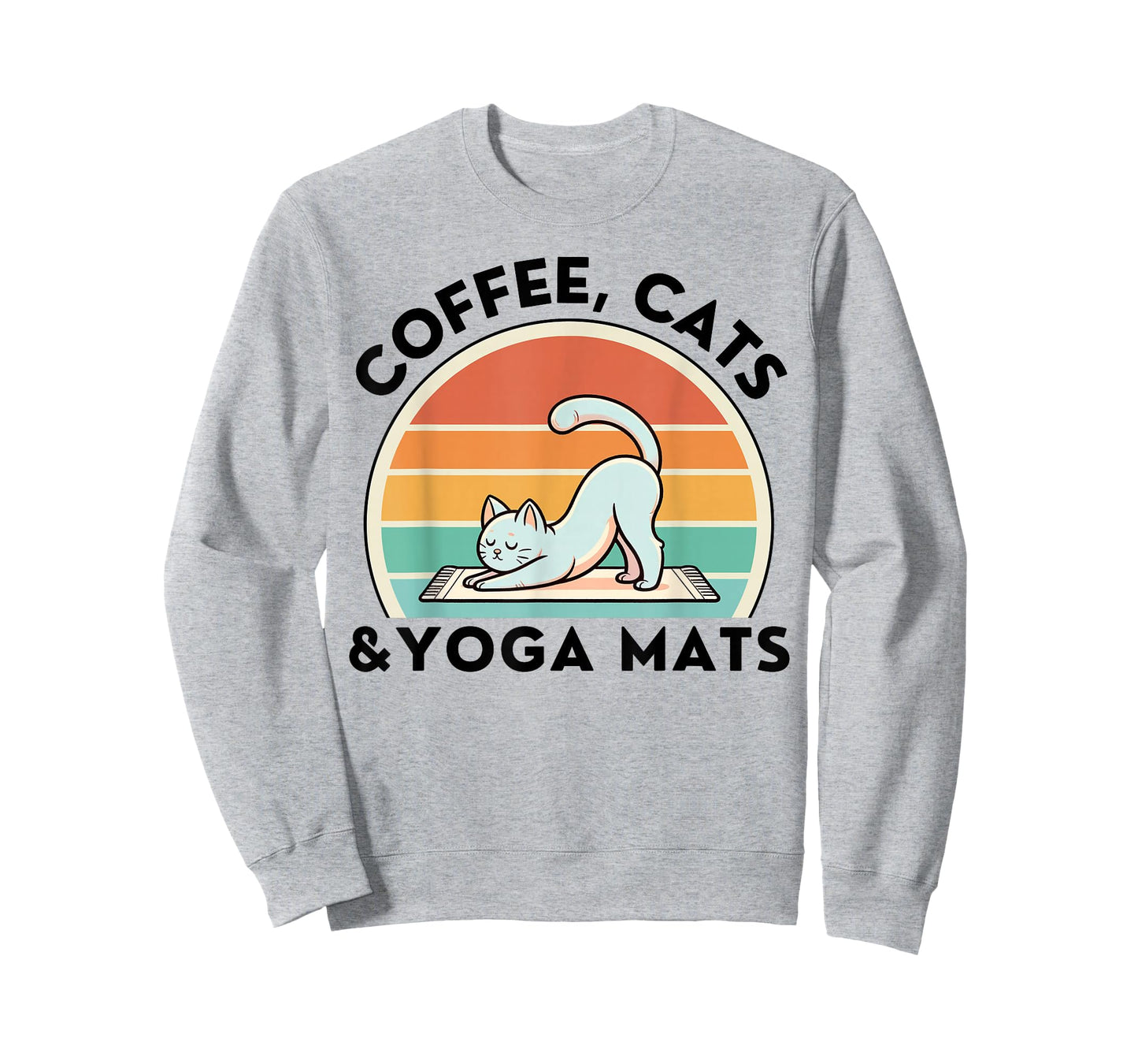 Coffee Cats And Yoga Mats Meditation Women Men T-Shirt