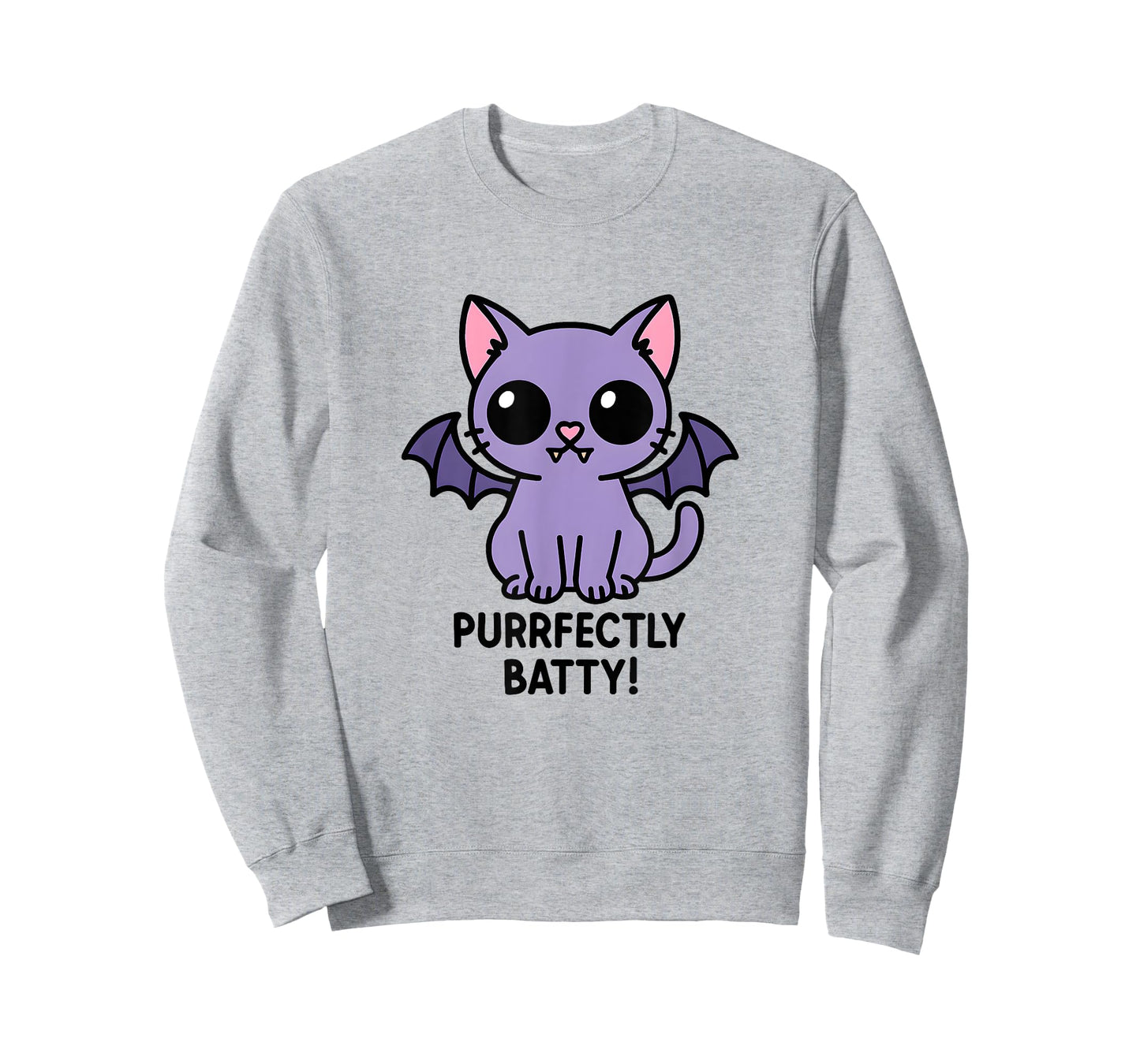Purrfectly Batty Purple Cat Bat Funny Cute Halloween T-Shirt