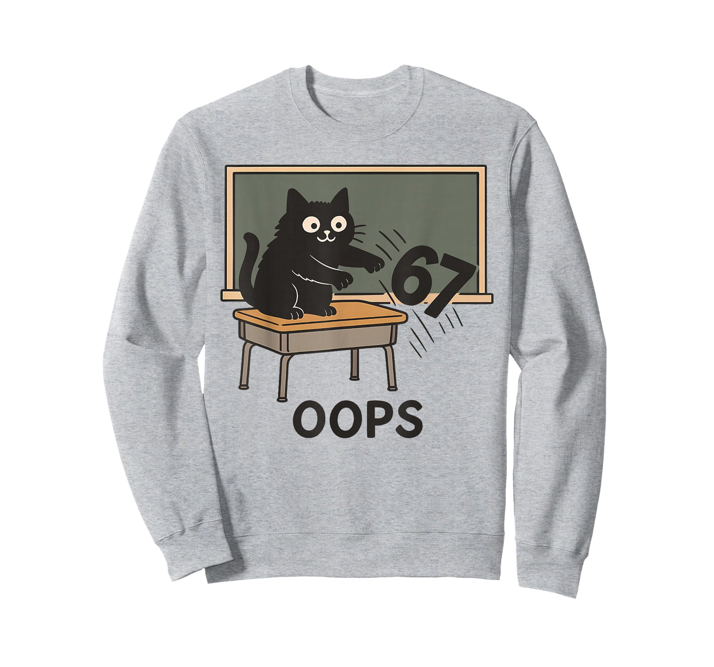 Oops Funny Anti 67 Teacher Six Seven Cute Cat Teacher T-Shirt
