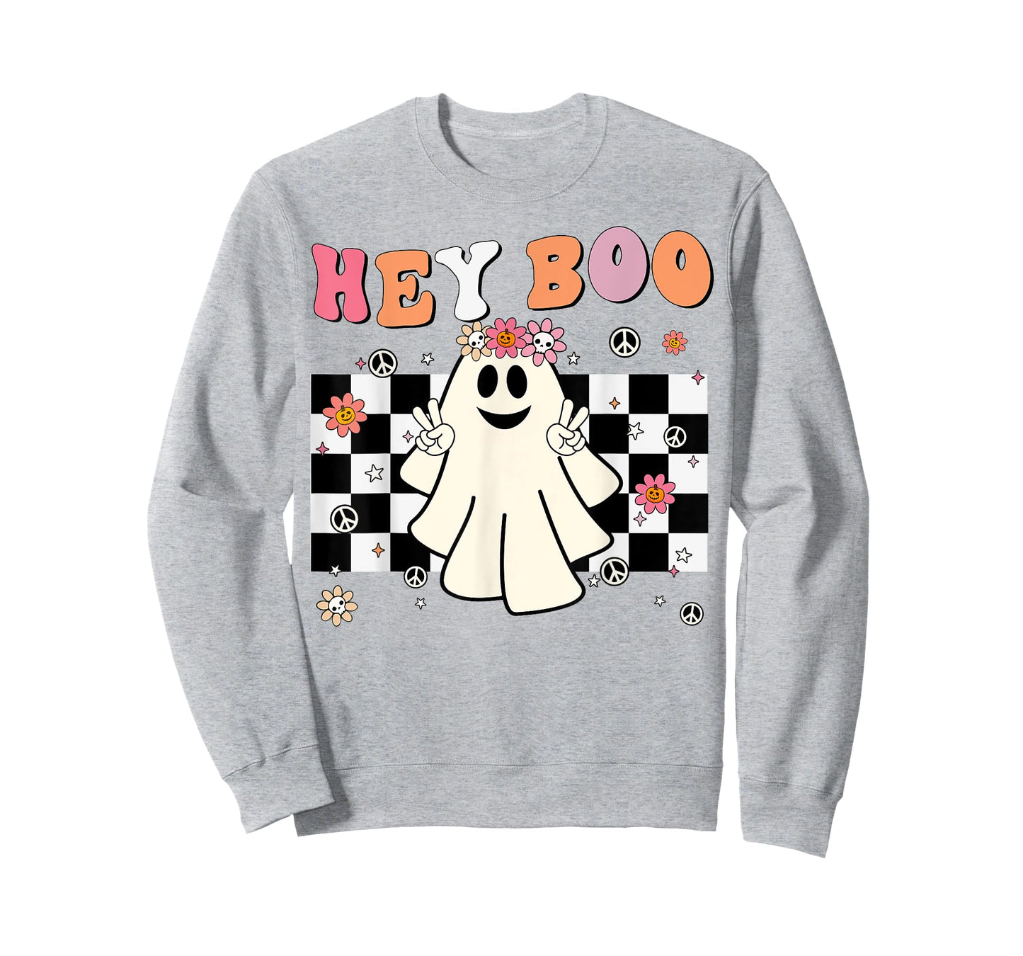 Cute Hey Boo Ghost Women Girl Toddler Funny Halloween Groovy T-Shirt