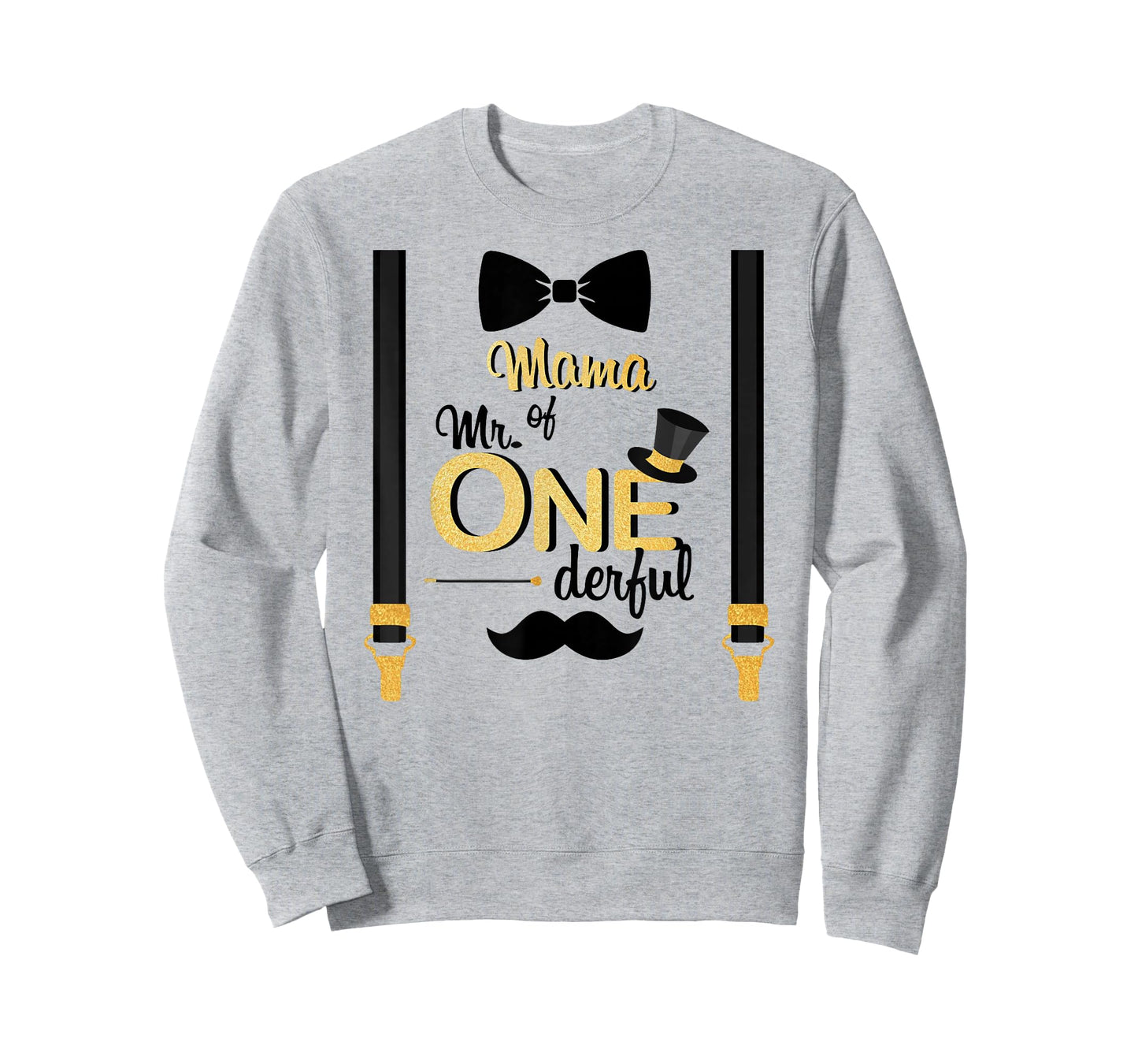 Mama Of Mr One-derful Party Gold-Black Mustache 1st Birthday T-Shirt