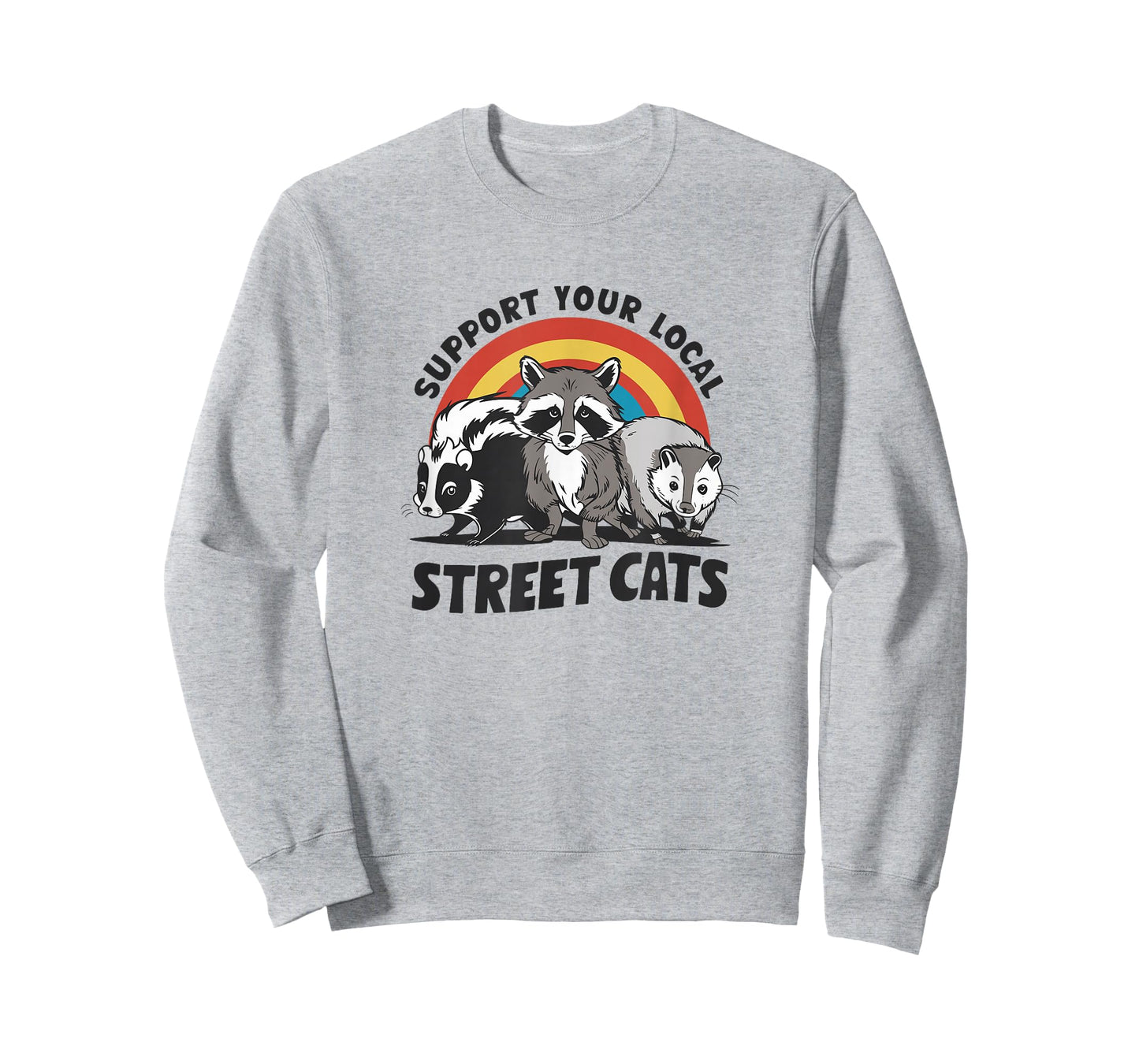 Support Your Local Street Cats Retro Skunk Opossum Raccoon T-Shirt