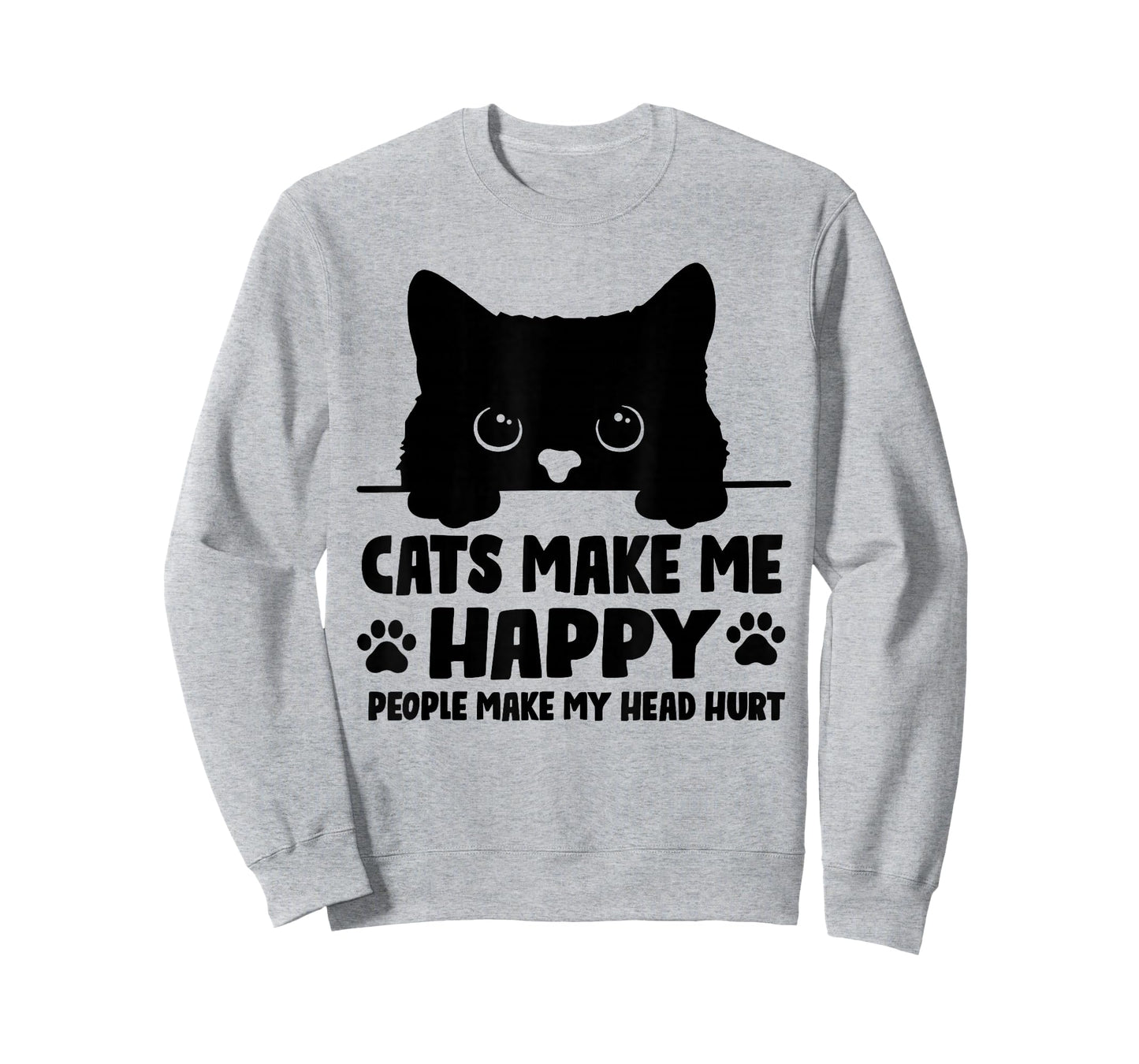 Cats Make Me Happy Humans Make My Head Hurt Black Cat Lover T-Shirt