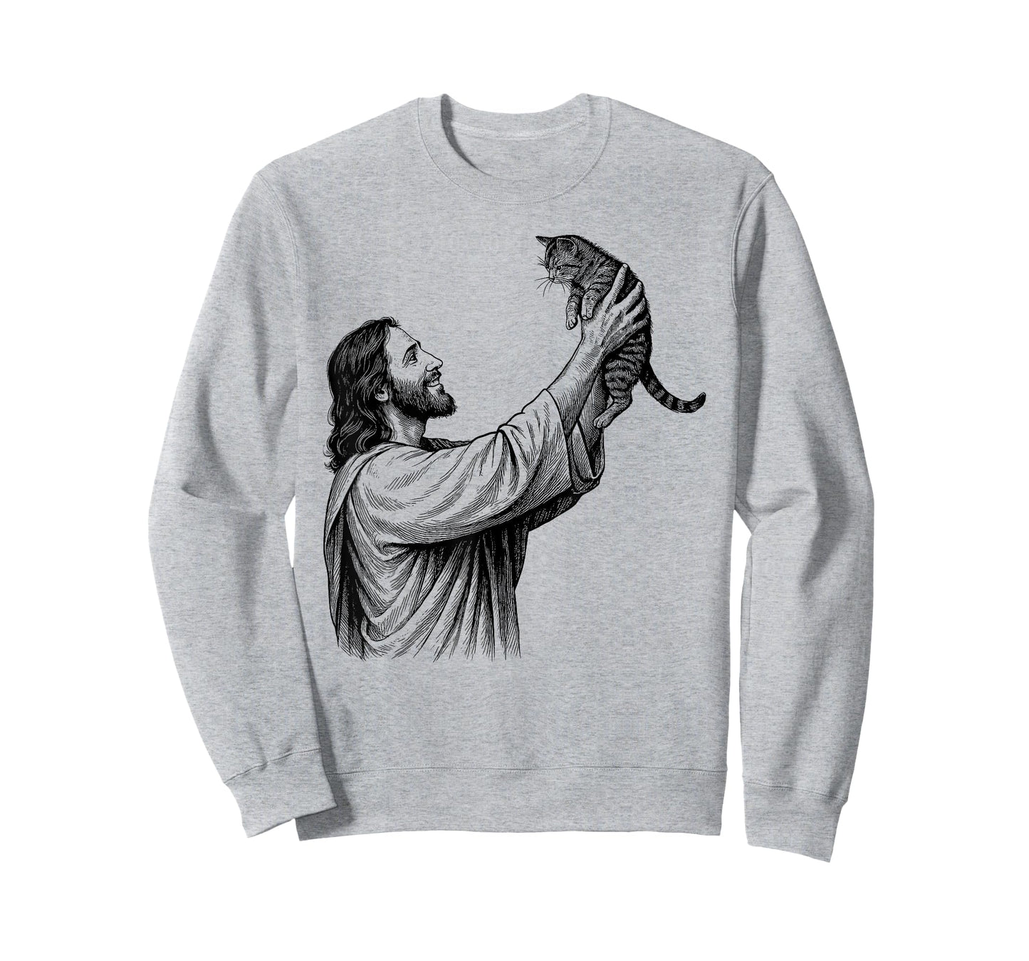 Vintage Jesus Holding Cat Christian T-Shirt