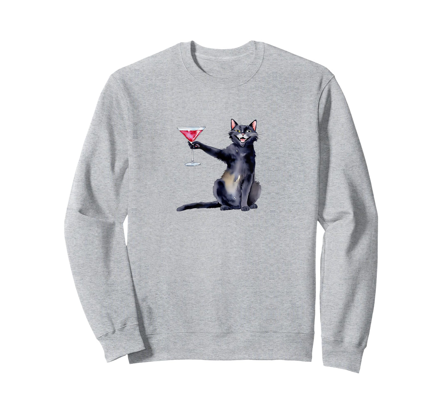 Cat with Martini Glass Cocktail T-Shirt