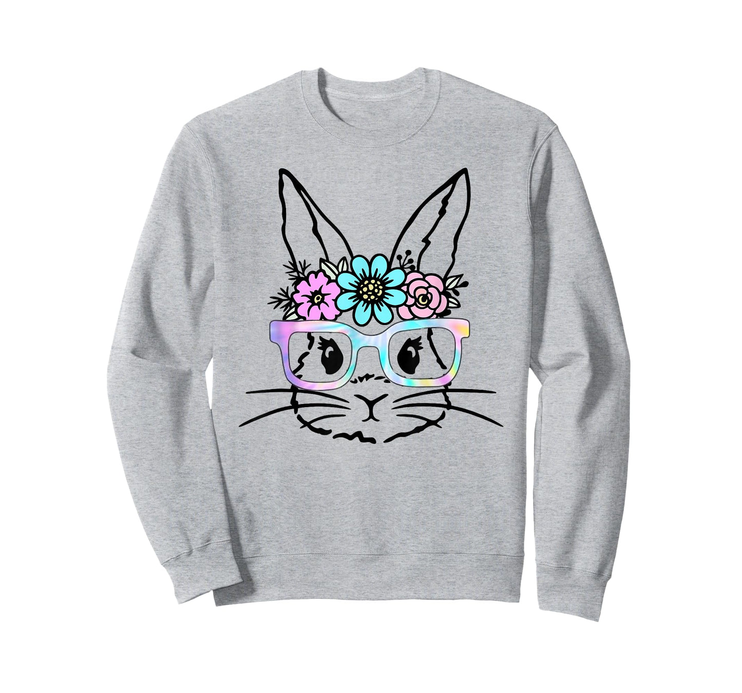 Cute Bunny Rabbit Face Tie Dye Glasses Girl Happy Easter Day T-Shirt