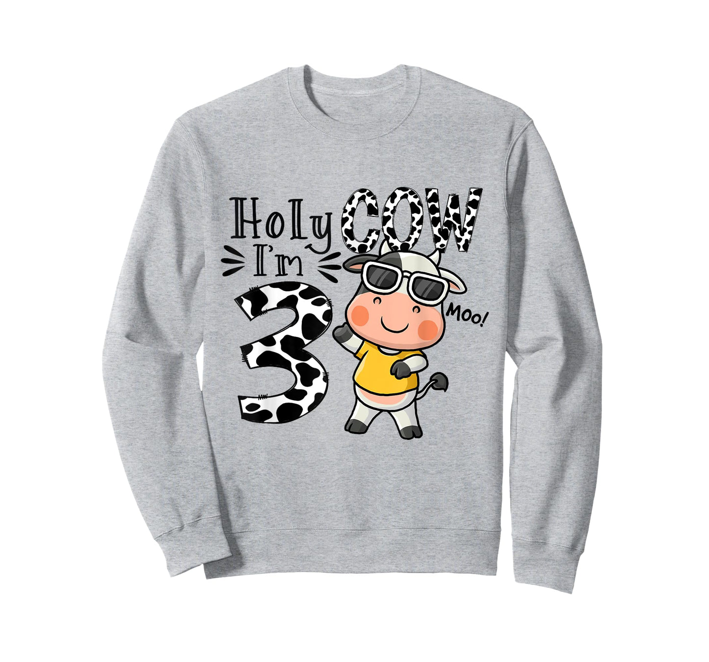 Cute Holy Cow I'm 3 Birthday Boy 3rd Cow Farm Animals Bday T-Shirt