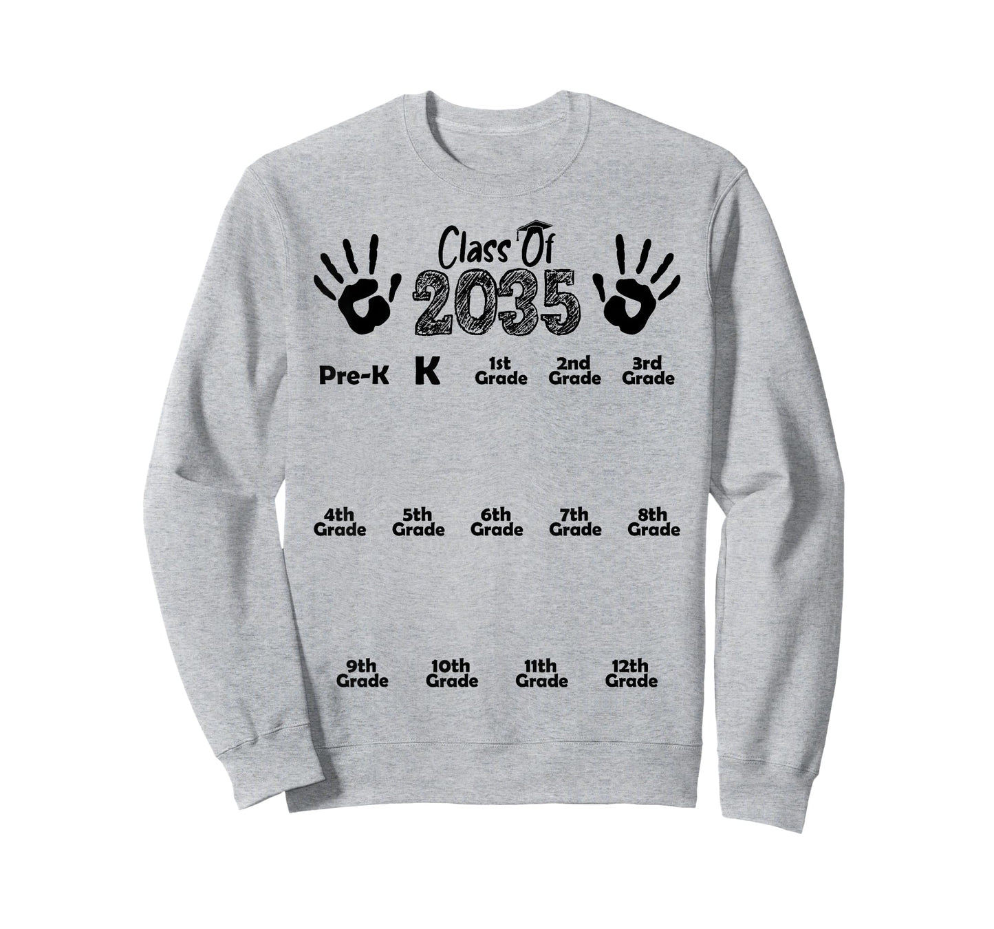 Class of 2035 Grow With Me Shirt Handprint Pre-K 12th Grade T-Shirt