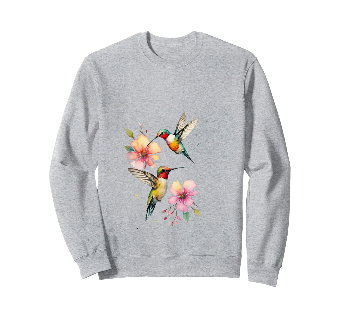 Vibrant Hummingbirds and Floral Watercolor Artwork T-Shirt
