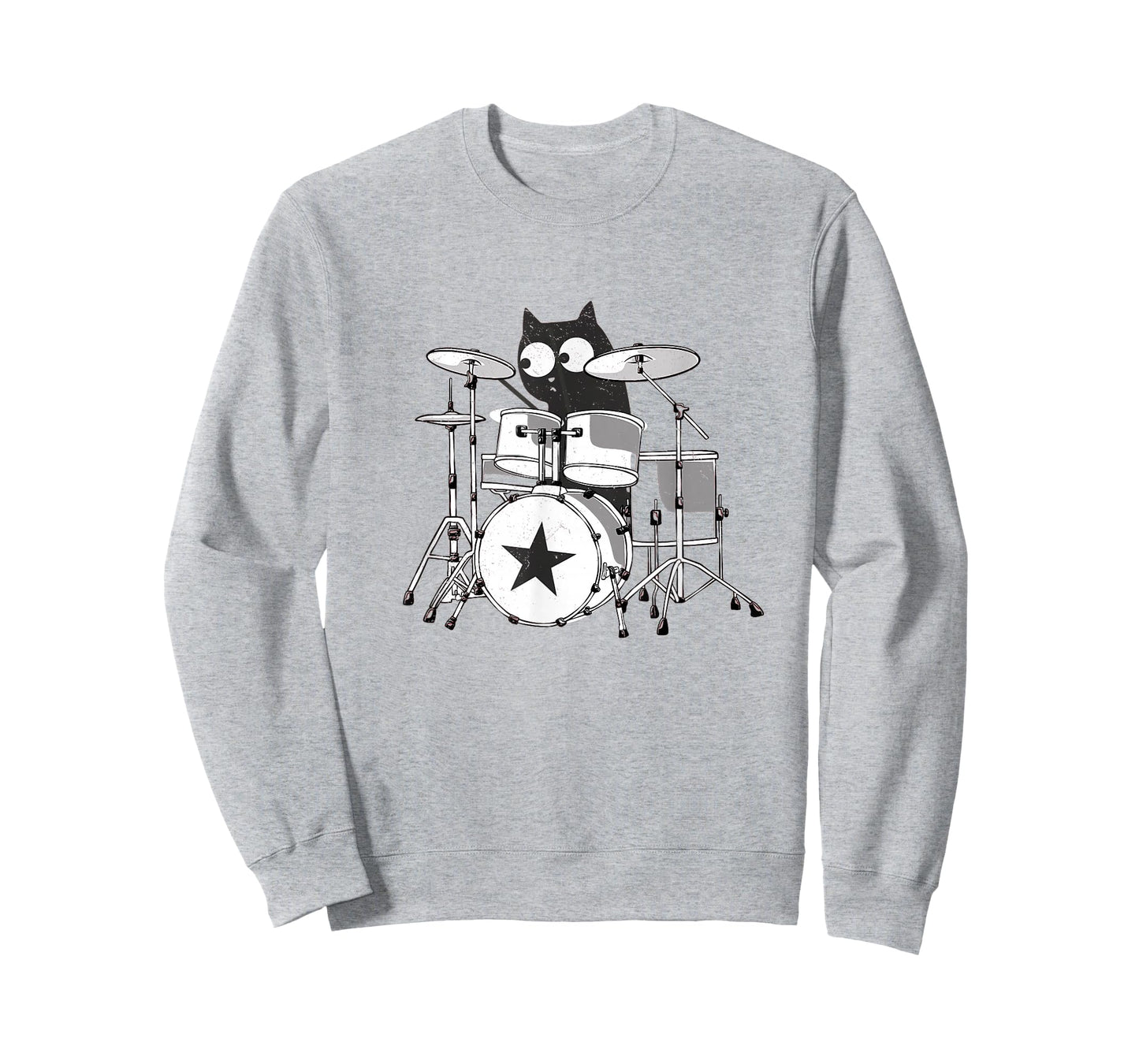 Funny Drummer Cat Playing in Band Kitty Punk Rockstar Kitten T-Shirt