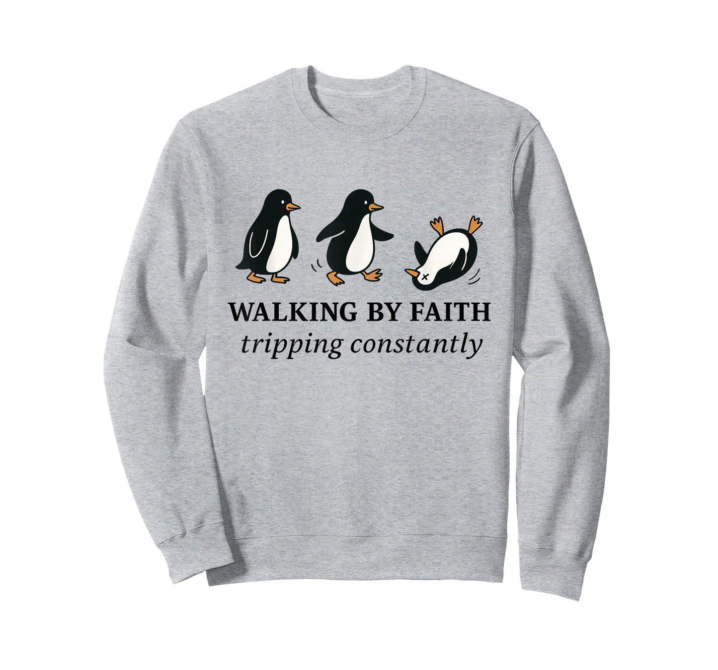 Christian Penguin Walking by Faith Tripping Constantly Bible T-Shirt