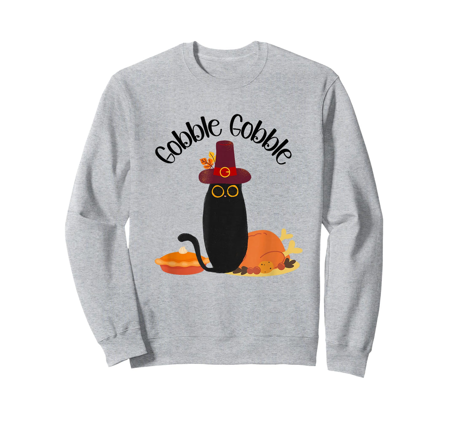 Thanksgiving Black Cat Gobble Gobble Cat Men Women Kids T-Shirt